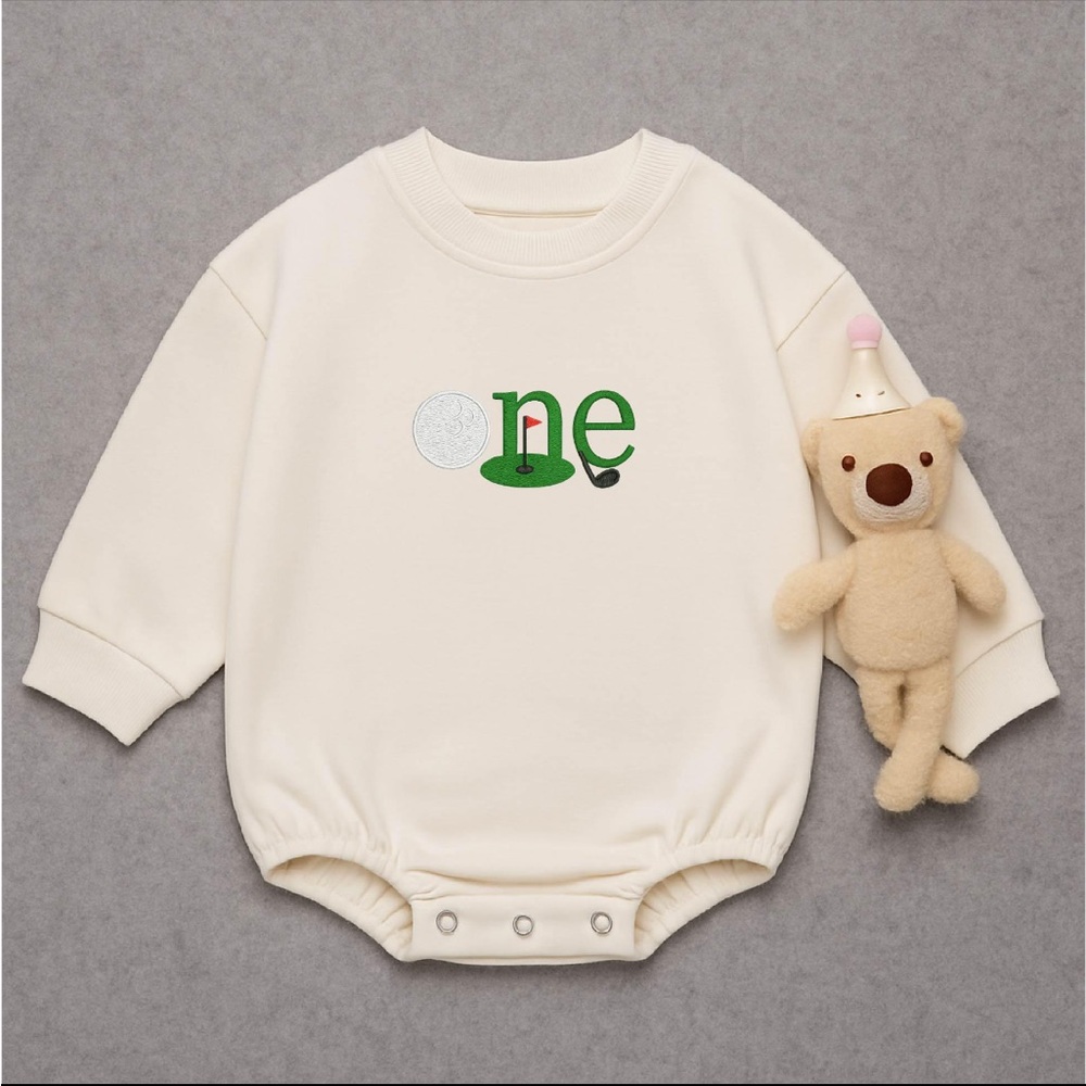 Charming Cream Bodysuit with Green Design